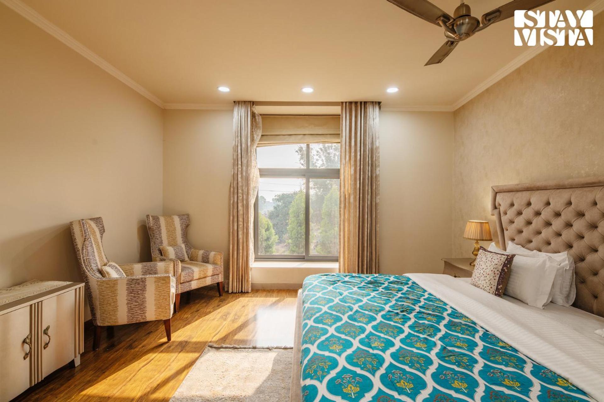 Stayvista's Velvet Whisper - Urban Retreat With Contemporary Decor, Cozy Balcony & Lawn Villa *