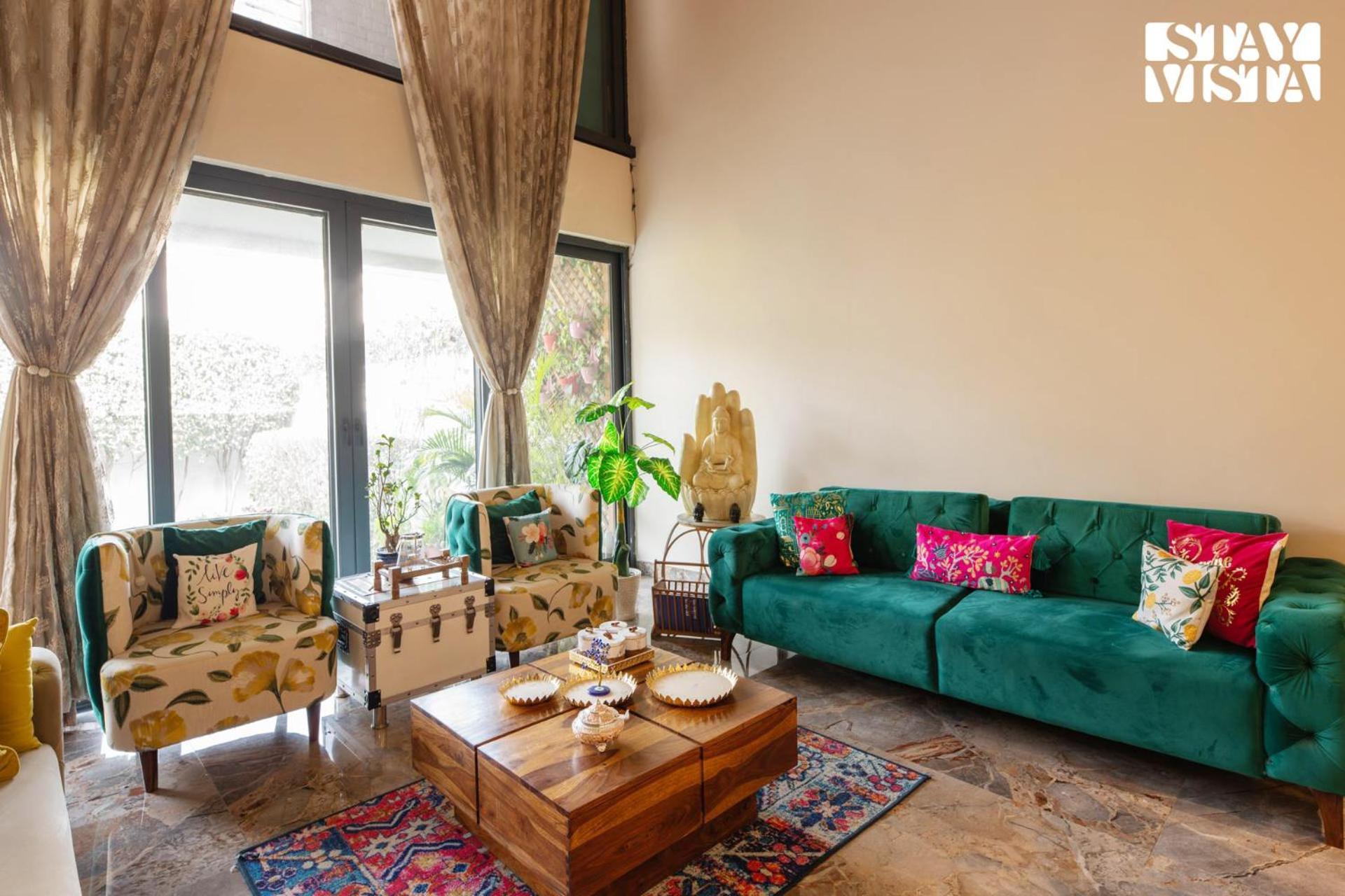 Stayvista's Velvet Whisper - Urban Retreat With Contemporary Decor, Cozy Balcony & Lawn